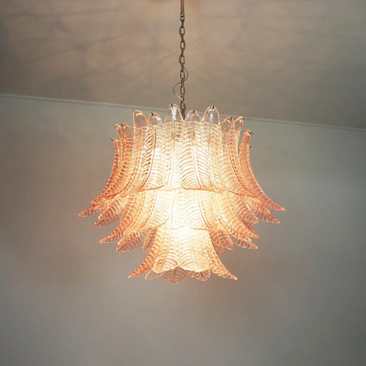 Pink Glass Leaf Chandelier