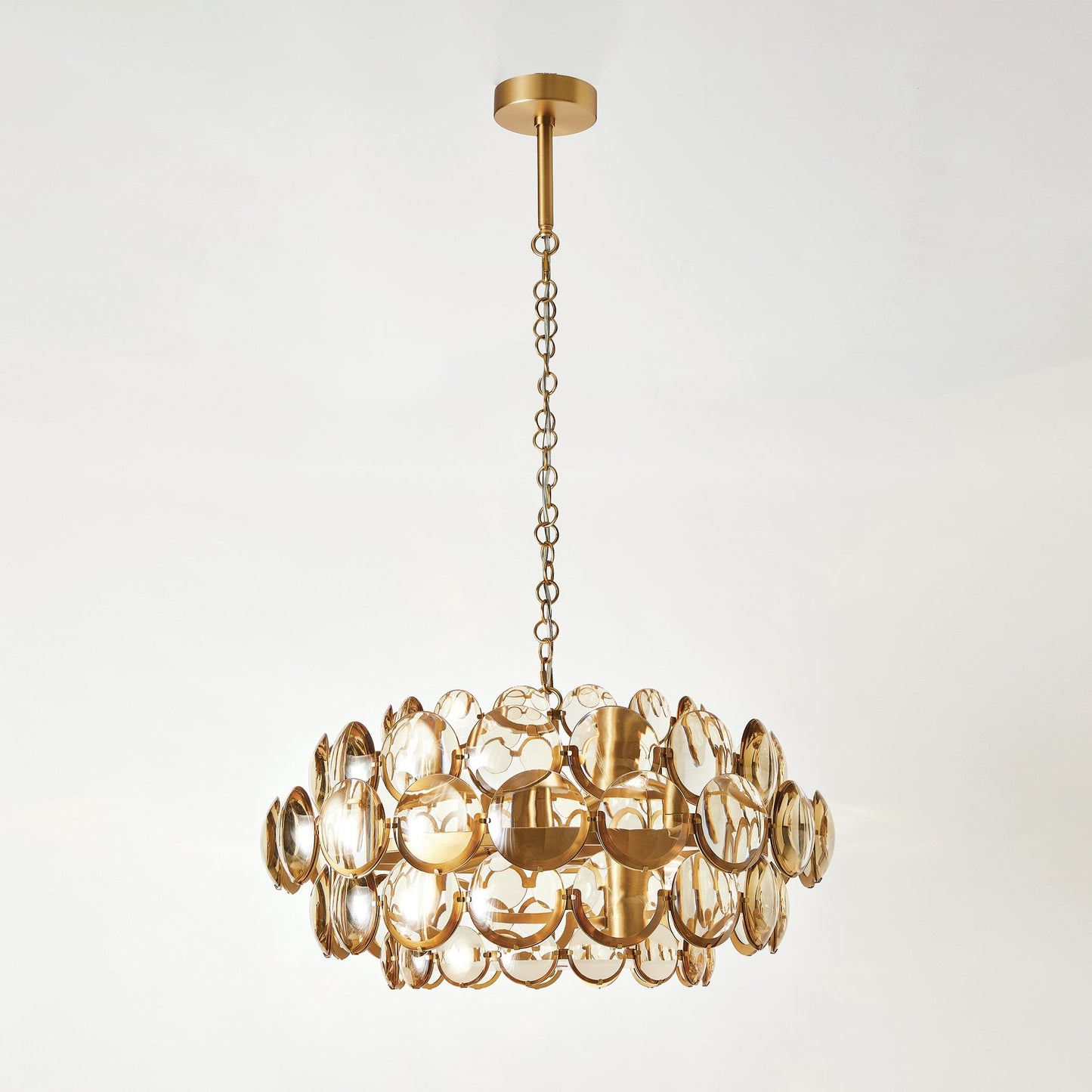 Global Views Brass Cabochon Amber Glass Chandelier