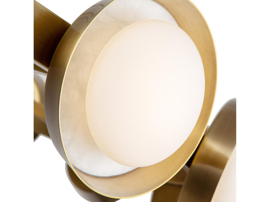 Alora Lighting Alonso 50-Inch Integrated LED Chandelier with Alabaster Accents in Vintage Brass
