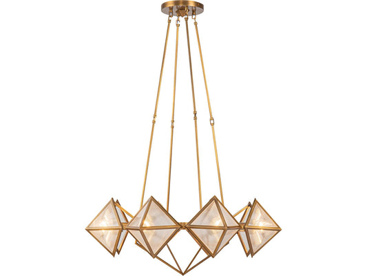 Alora Lighting Cairo 8-Light Chandelier in Vintage Brass with Clear Ribbed Glass