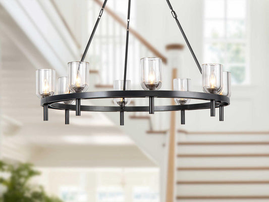 Alora Lighting 8-Light Lucian Round Chandelier in Urban Bronze with Clear Glass