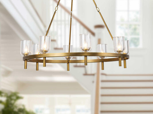 Alora Lighting 8-Light Lucian Chandelier in Vintage Brass with Clear Crystal