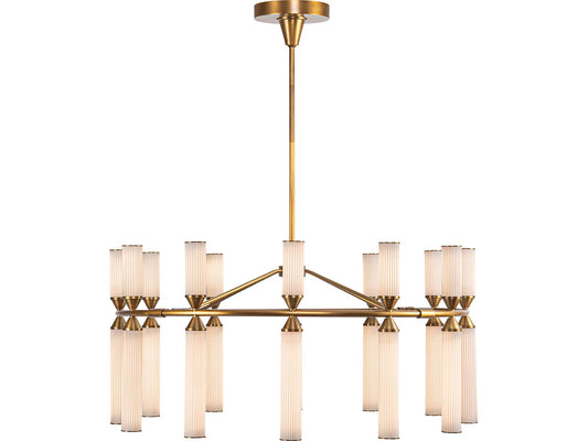 Alora Lighting Edwin 38-Inch Integrated LED Chandelier in Vintage Brass with Frosted Ribbed Glass