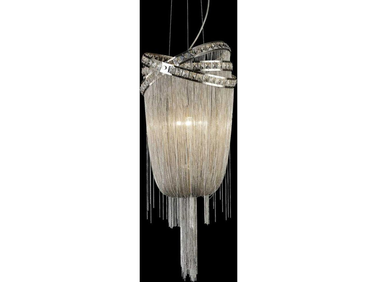 Avenue Lighting Wilshire Blvd 6-Light Hanging Chandelier in Polish Nickel and Crystal