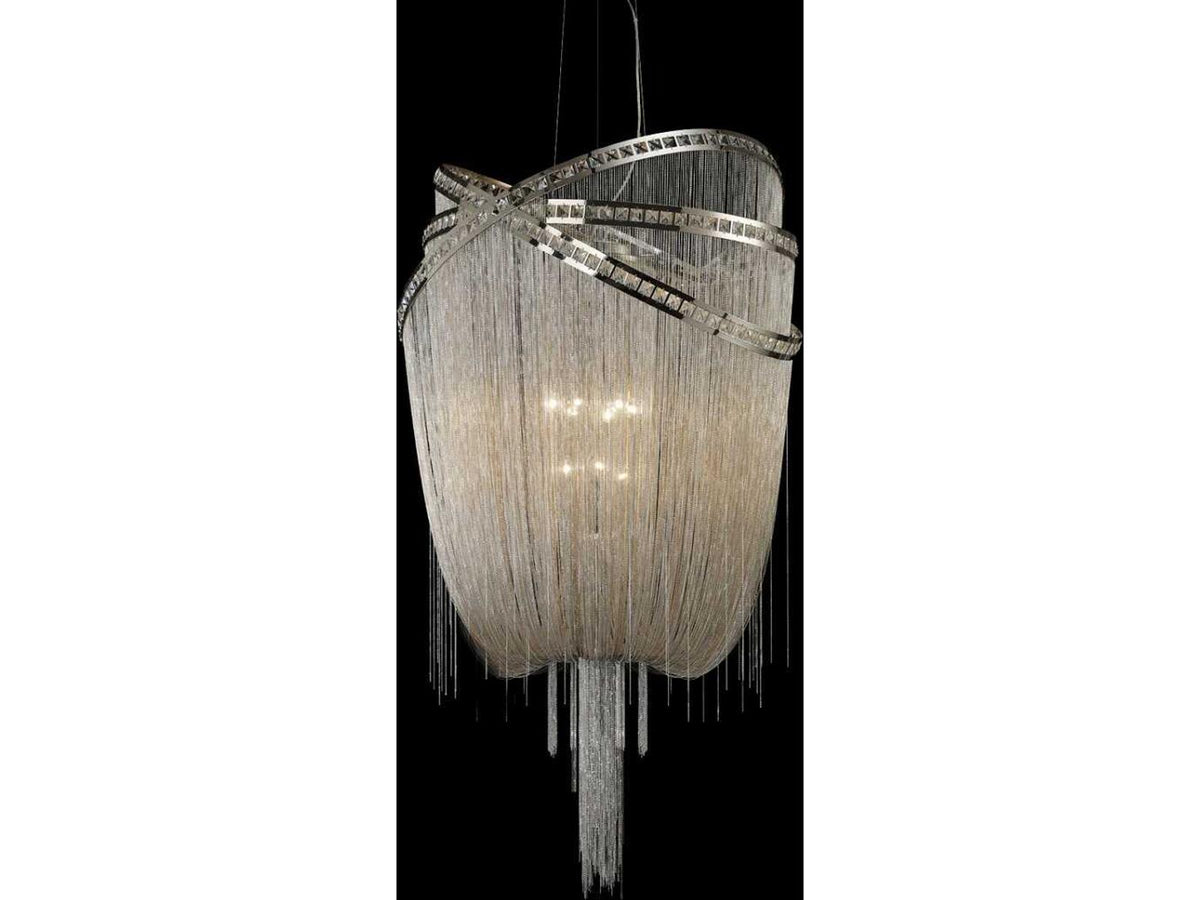 Avenue Lighting 9-Light Wilshire Blvd Chandelier in Polished Nickel and Crystal