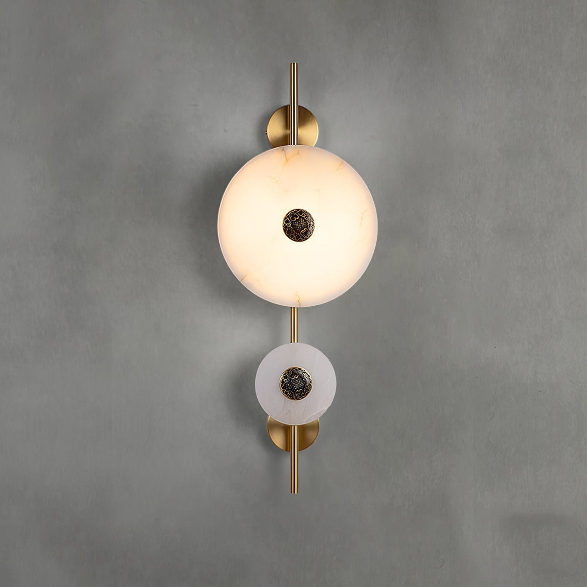 Alabaster Eclipse Wall Light ∅ 11.8″ x H 31.5″ / Brass & White Wall lamp