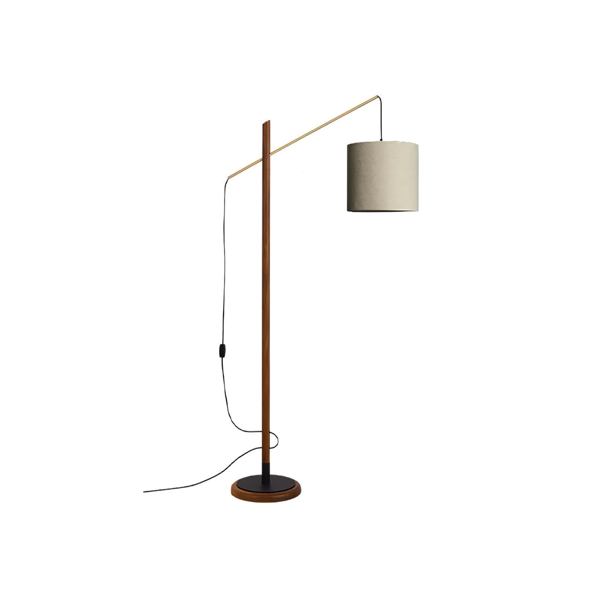 Archer Floor Lamp ∅ 33.5″ x H 68.9″ / Dia 85cm x H 175cm / Black walnut & Beige / US Plug Floor lamp