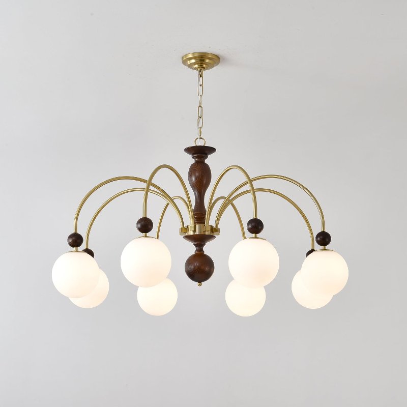Archway Walnut Color Chandelier 8 heads ∅ 41.3″ x H 20.9″ / Walnut Color & Gold Chandelier