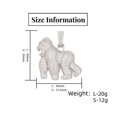 Moissanite Gorilla Pendant Beast