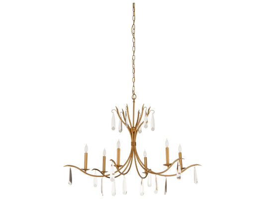 Chelsea House Giulia 6-Light Crystal Candelabra Chandelier in Gold