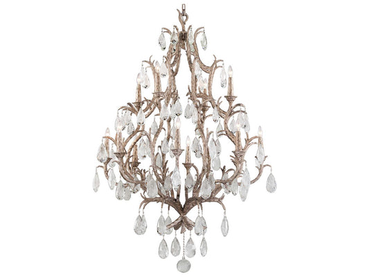 Corbett Lighting 12-Light Amadeus Chandelier in Stria Gold Leaf with Crystal Accents
