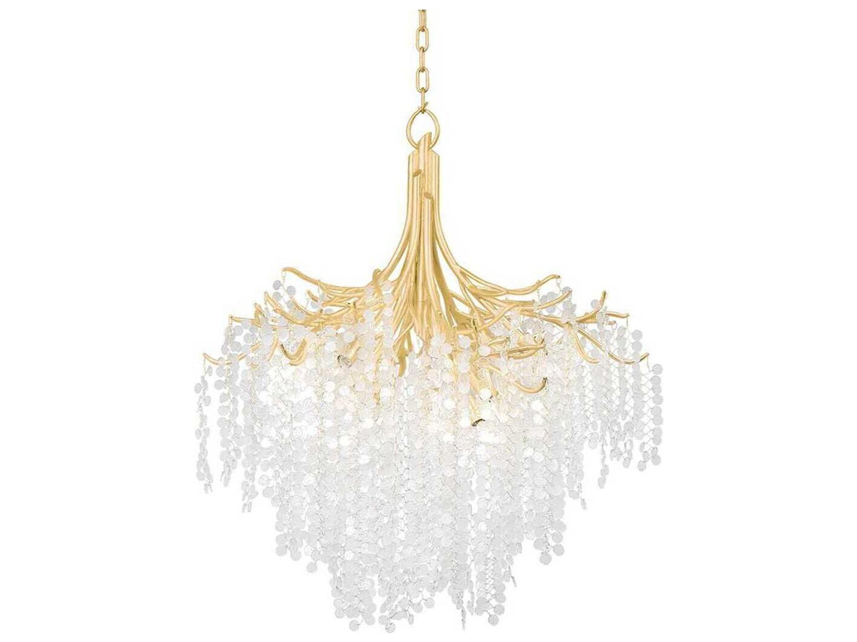 Corbett Lighting 9-Light Genoa Chandelier in Gold Leaf with Glass Drops