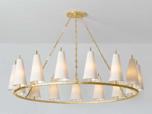 Corbett Lighting 15-Light Tirana Chandelier in Vintage Gold Leaf with Silk Shades