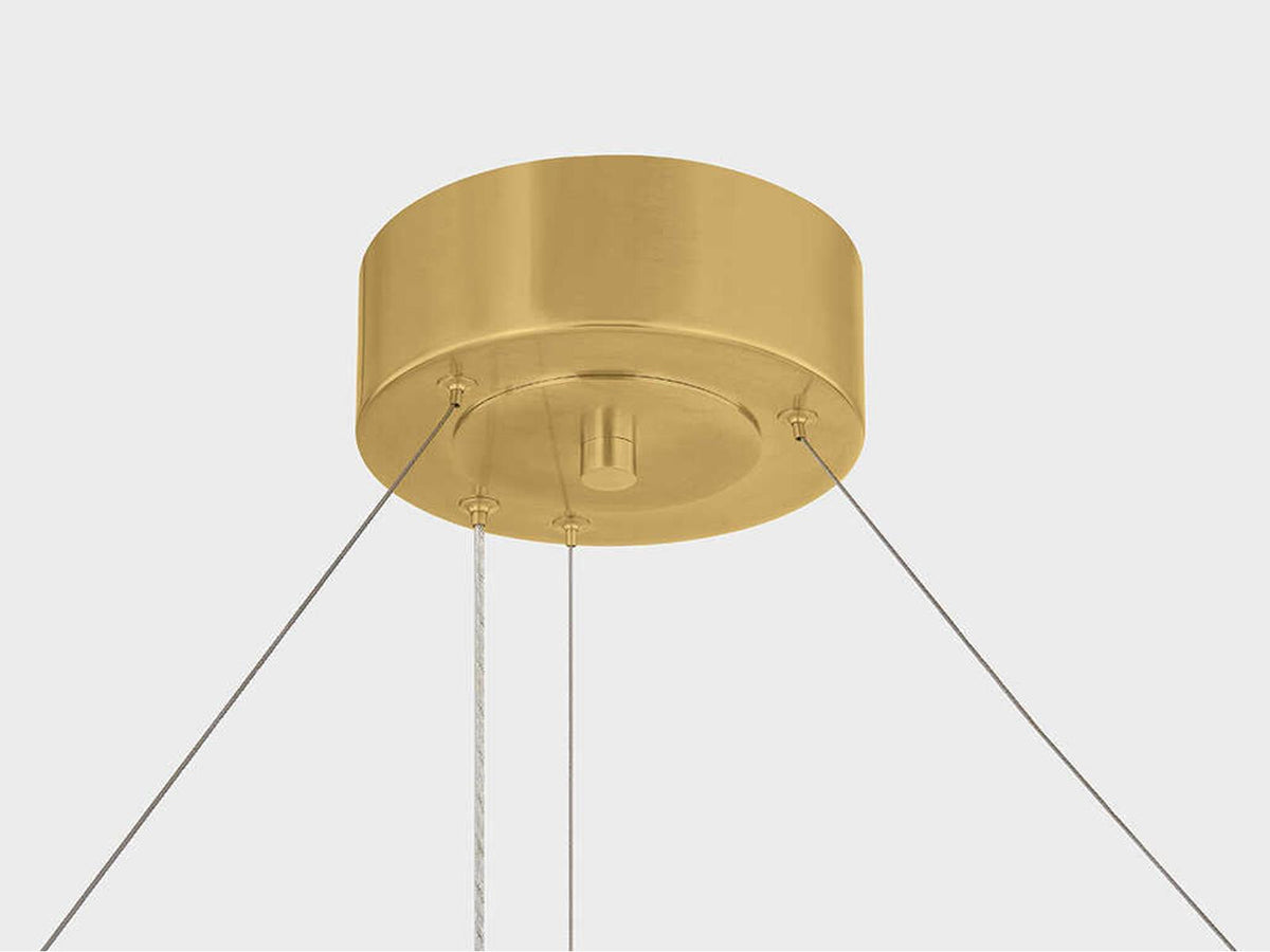 Corbett Lighting Linus 61-inch LED Chandelier in Vintage Brass with Cloud Glass