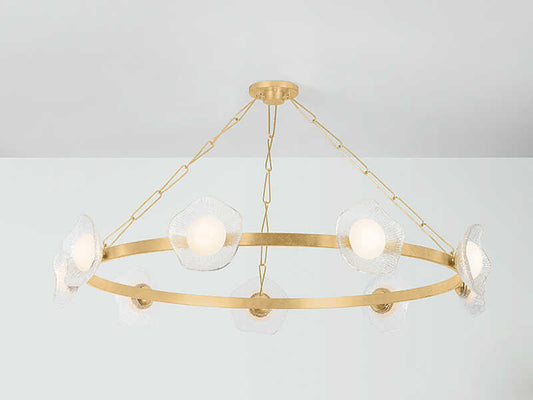 Corbett Lighting Almandine 9-Light LED Ring Chandelier in Vintage Gold Leaf