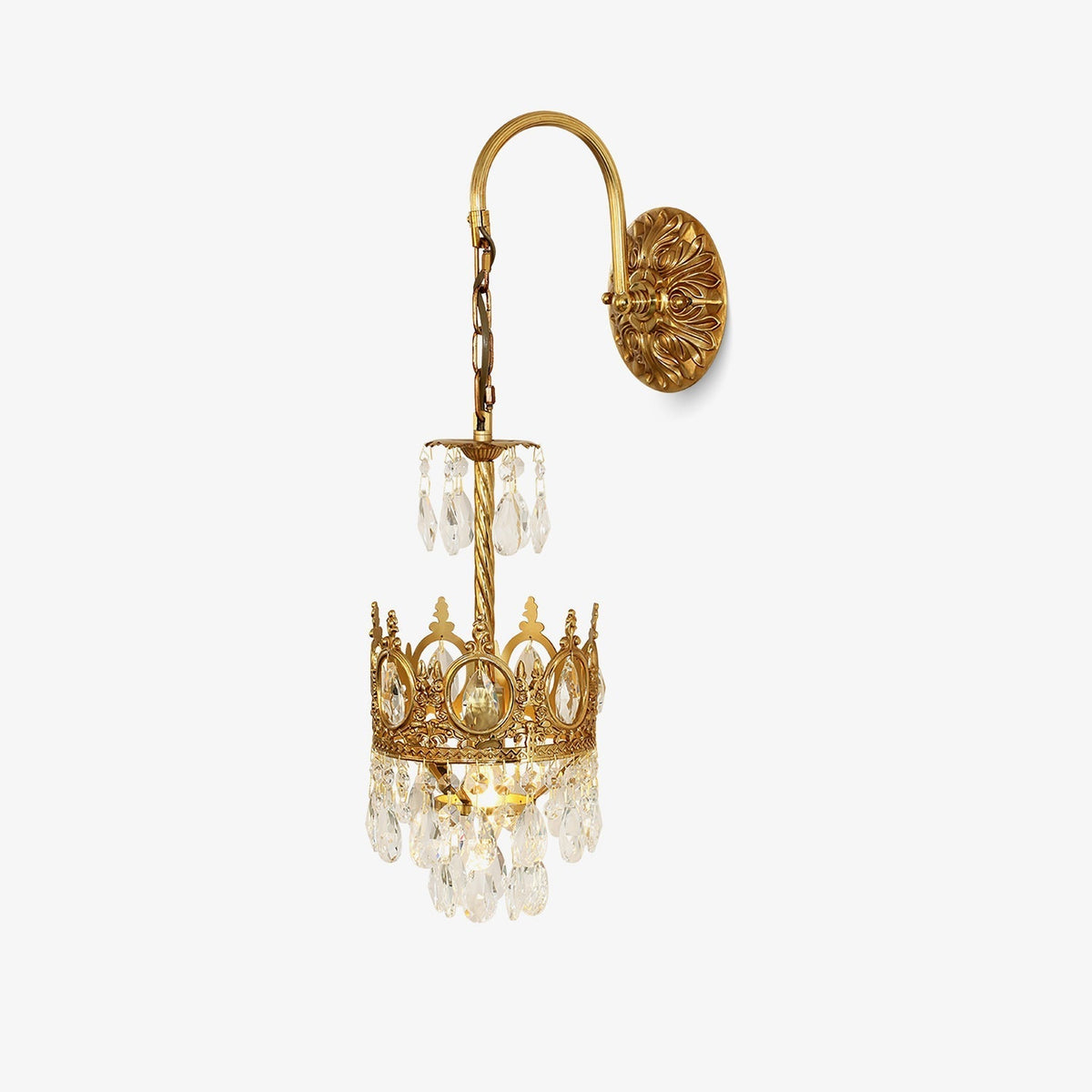 Crystal Crown Wall Light ∅ 6.3″ x H 24.4″ / Dia 16cm x H 62cm / Copper & Clear crystal Wall lamp