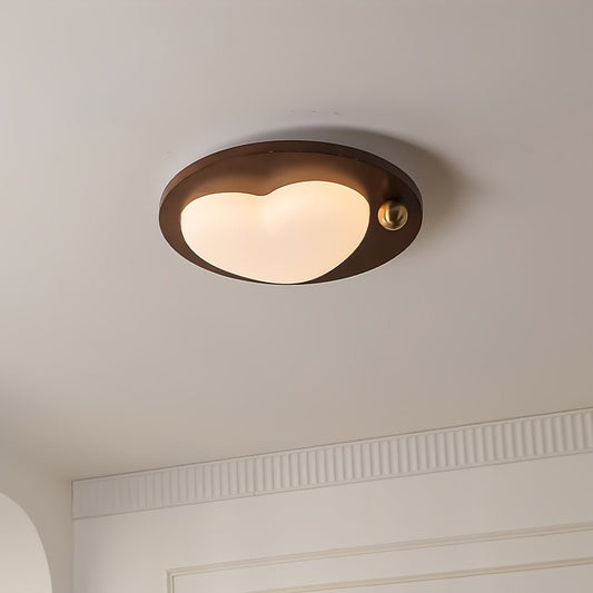 Dreamscape Ceiling Light Heart: 17.7″ x H 3.9″ / Dia 45cm x H 10cm∅ / Walnut Wood / Warm Light Ceiling lamp