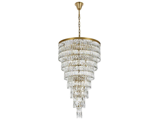 Elegant Lighting Josephine 41-Light Tiered Chandelier in Satin Gold with Clear Royal Cut Crystal