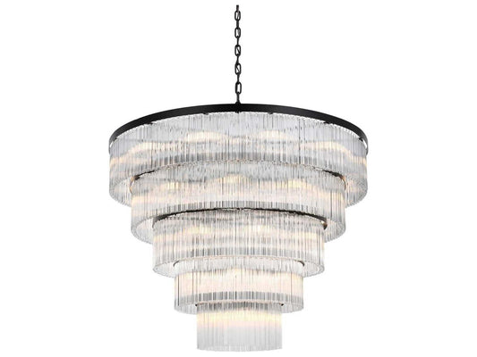 Elegant Lighting Harlow 40-Light Tiered Chandelier in Black with Royal Cut Crystal