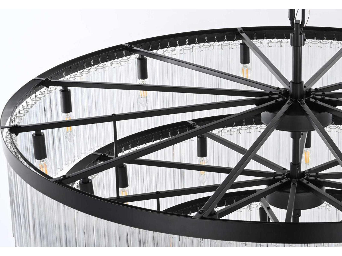 Elegant Lighting Harlow 40-Light Tiered Chandelier in Black with Royal Cut Crystal