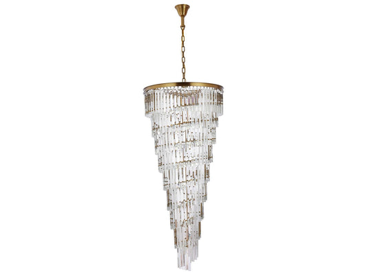 Elegant Lighting Sydney 35-Light Satin Gold Tiered Chandelier with Royal Cut Crystal
