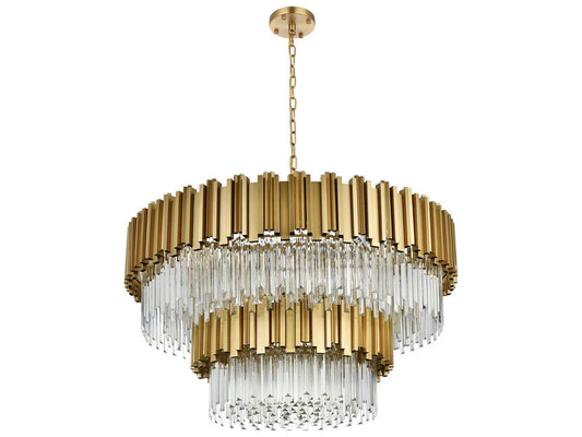 Elegant Lighting 16-Light Willow Tiered Chandelier in Satin Gold