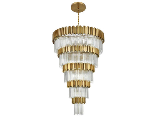 Elegant Lighting Willow 39-Light Tiered Chandelier in Satin Gold with Clear Glass
