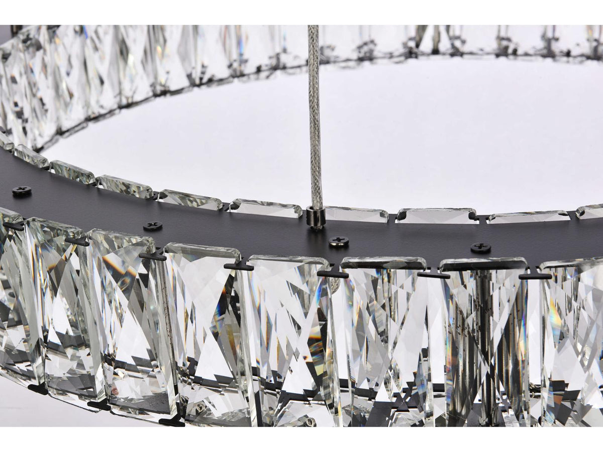 Elegant Lighting Monroe 7-Light Black Crystal LED Drum Tiered Chandelier