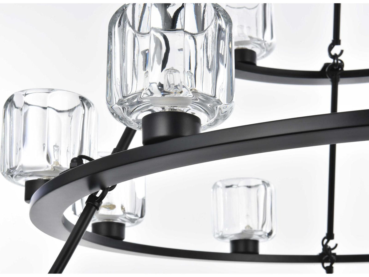 Elegant Lighting Cadence 27-Light Tiered Chandelier in Black and Clear