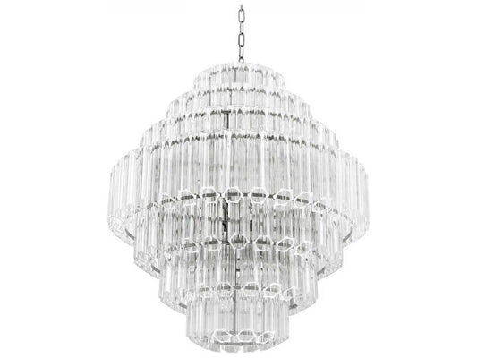 Eichholtz 18-Light Vittoria L Chandelier in Nickel Finish with Clear Glass