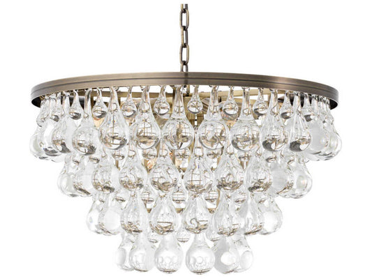 Eichholtz Bolzano 9-Light Chandelier in Light Brushed Brass with Clear Glass