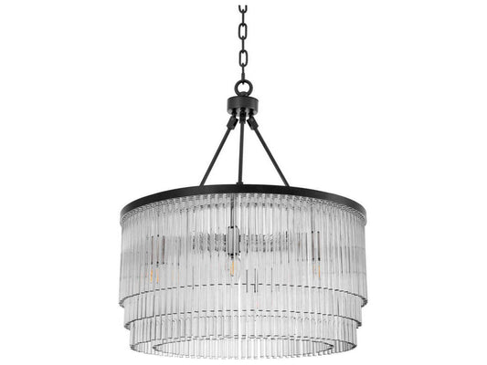Eichholtz Hector S 8-Light Chandelier in Bronze Highlight with Clear Glass Rods