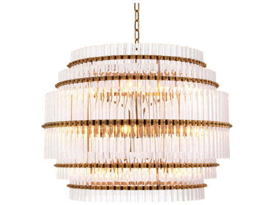 Eichholtz Scottsdale 14-Light Chandelier in Antique Brass and Clear Glass