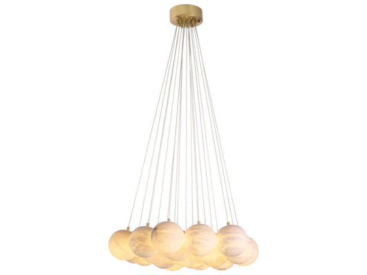 Eichholtz Sphinx L Antique Brass 19-Light Chandelier with Alabaster