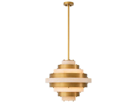Eichholtz Lazzari 12-Light Tiered Chandelier in Antique Brass and Alabaster