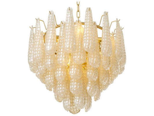 Eichholtz Chaves S 9-Light Champagne Glass Chandelier in Antique Brass Finish