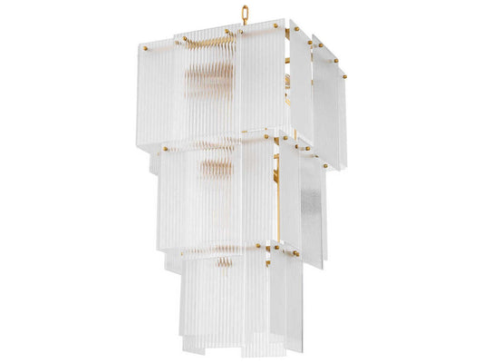 Eichholtz Giardano 15-Light Chandelier with Clear and Frosted Glass in Antique Brass