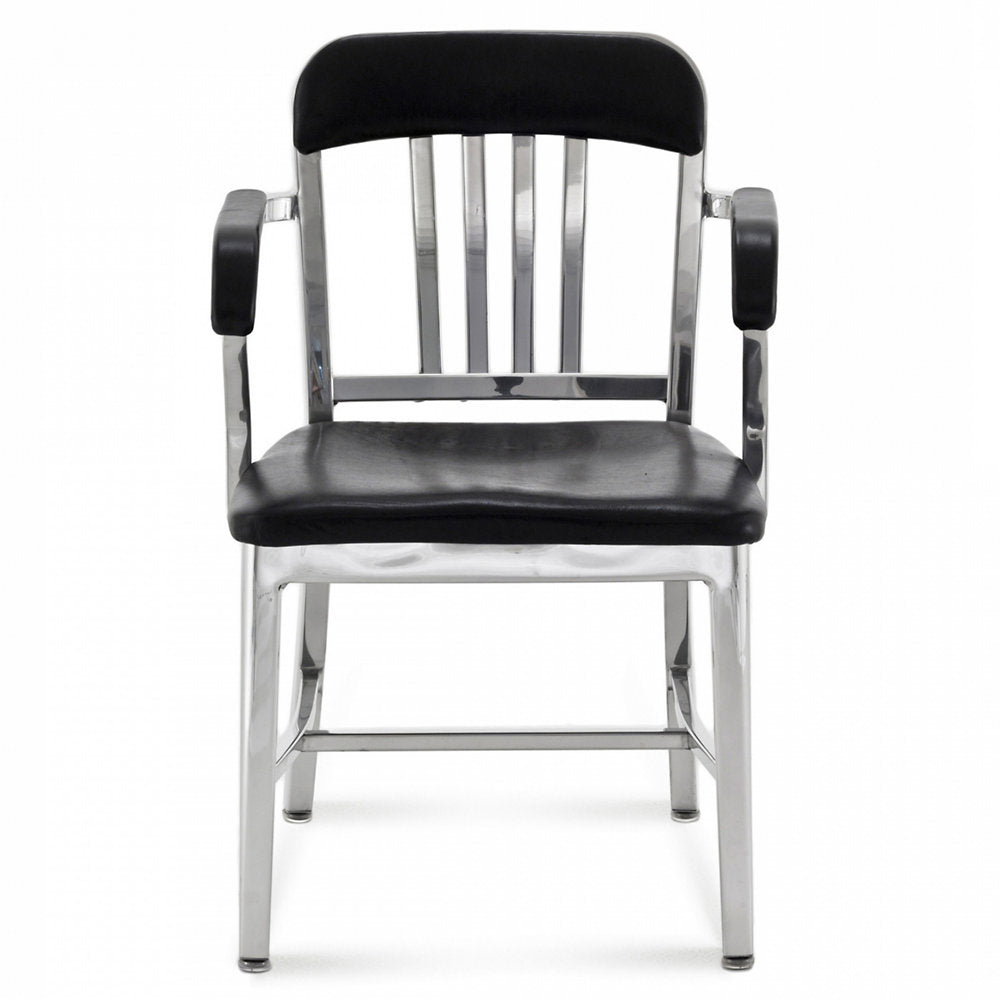 Navy Semi-Upholstered Armchair