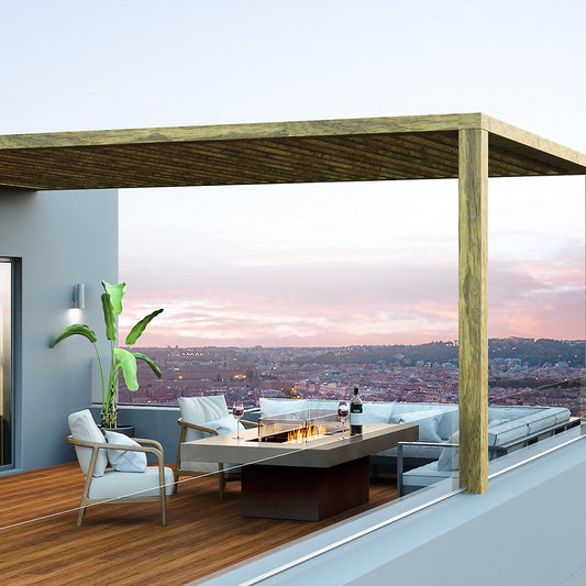Gin 90 Dining Height Teak Fire Table