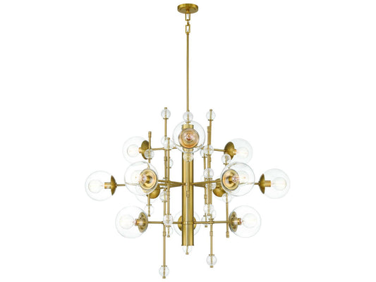 Eurofase 12-Light Traiton Chandelier in Gold with Clear Glass Globes