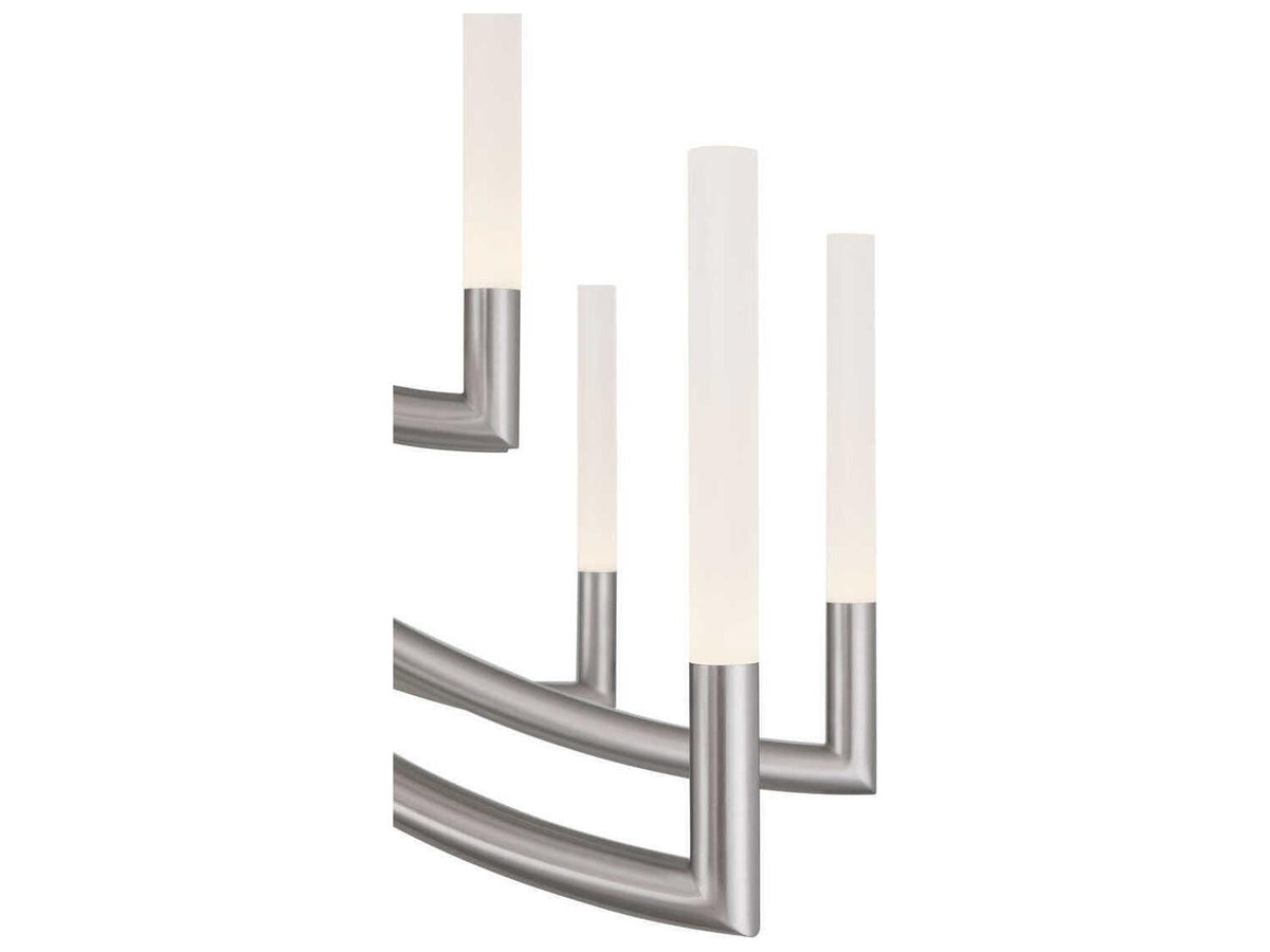 Eurofase Olette 20-Light Linear Chandelier in Satin Nickel with Frosted Acrylic Rods