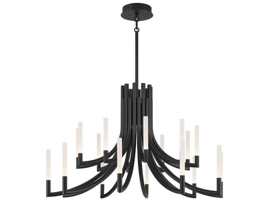 Eurofase Olette 20-Light Linear Chandelier in Matte Black with Frosted Acrylic