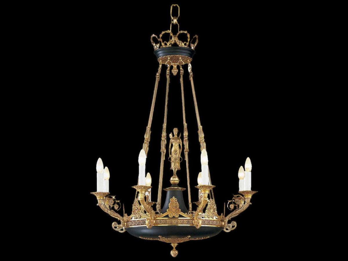 Fine Art Handcrafted Lighting Mariner Luxury 8-Light French Gold Candelabra Chandelier