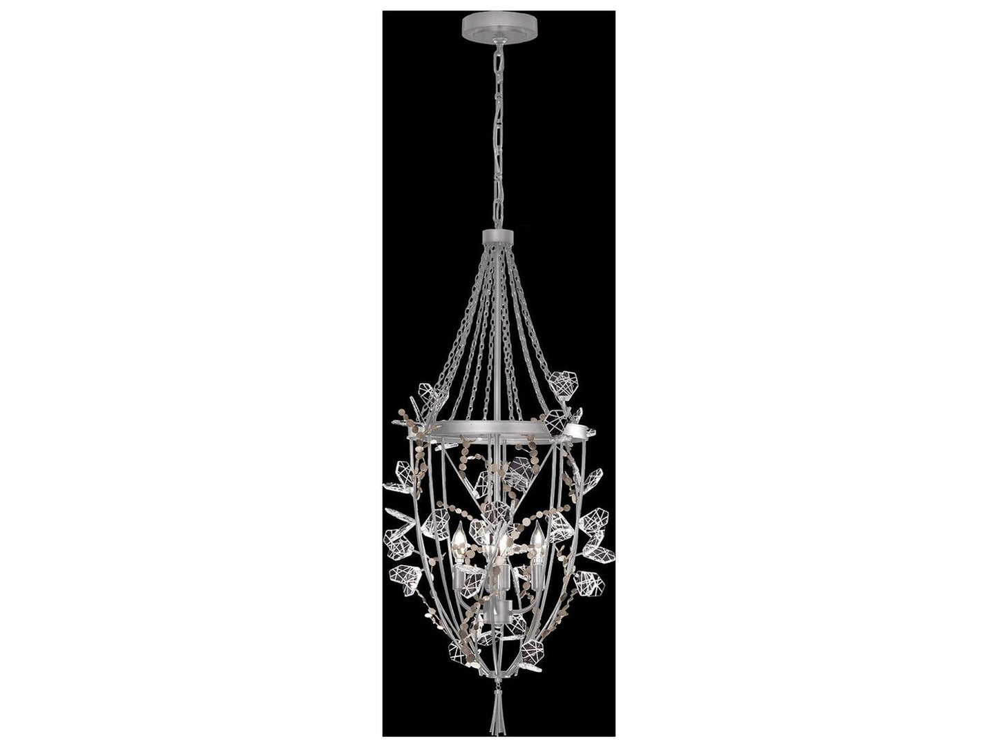 Fine Art Handcrafted Lighting Volare 4-Lights Silver Lantern Chandelier