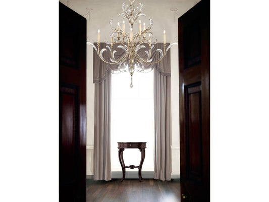 Fine Art Handcrafted Lighting 10-Light Beveled Arcs Chandelier in Silver with Crystal