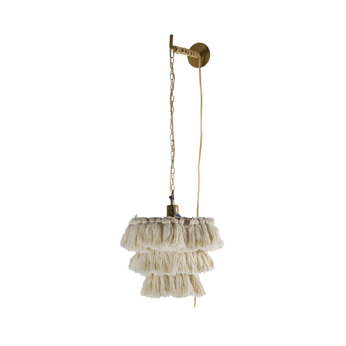 Fela Tassel Wall Lamp ∅ 11.8″ x H 11.8″ / Dia 30cm x H 30cm / Beige / US plug Wall lamp