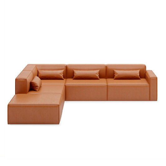 Mix Modular Leather 5 Piece Sectional Sofa - Left Facing