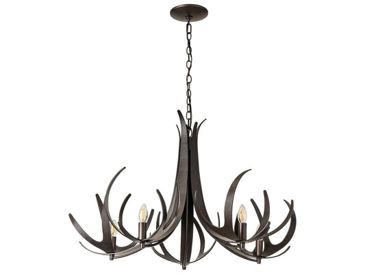 Hubbardton Forge Caribou 5-Light Candelabra Chandelier Hand-Forged Steel