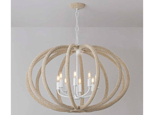 Hudson Valley 6-Light Lewiston Chandelier in White Plaster with Coco Beads