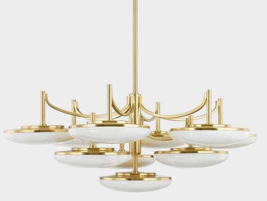Hudson Valley 10-Light Bregman Aged Brass Glass LED Chandelier